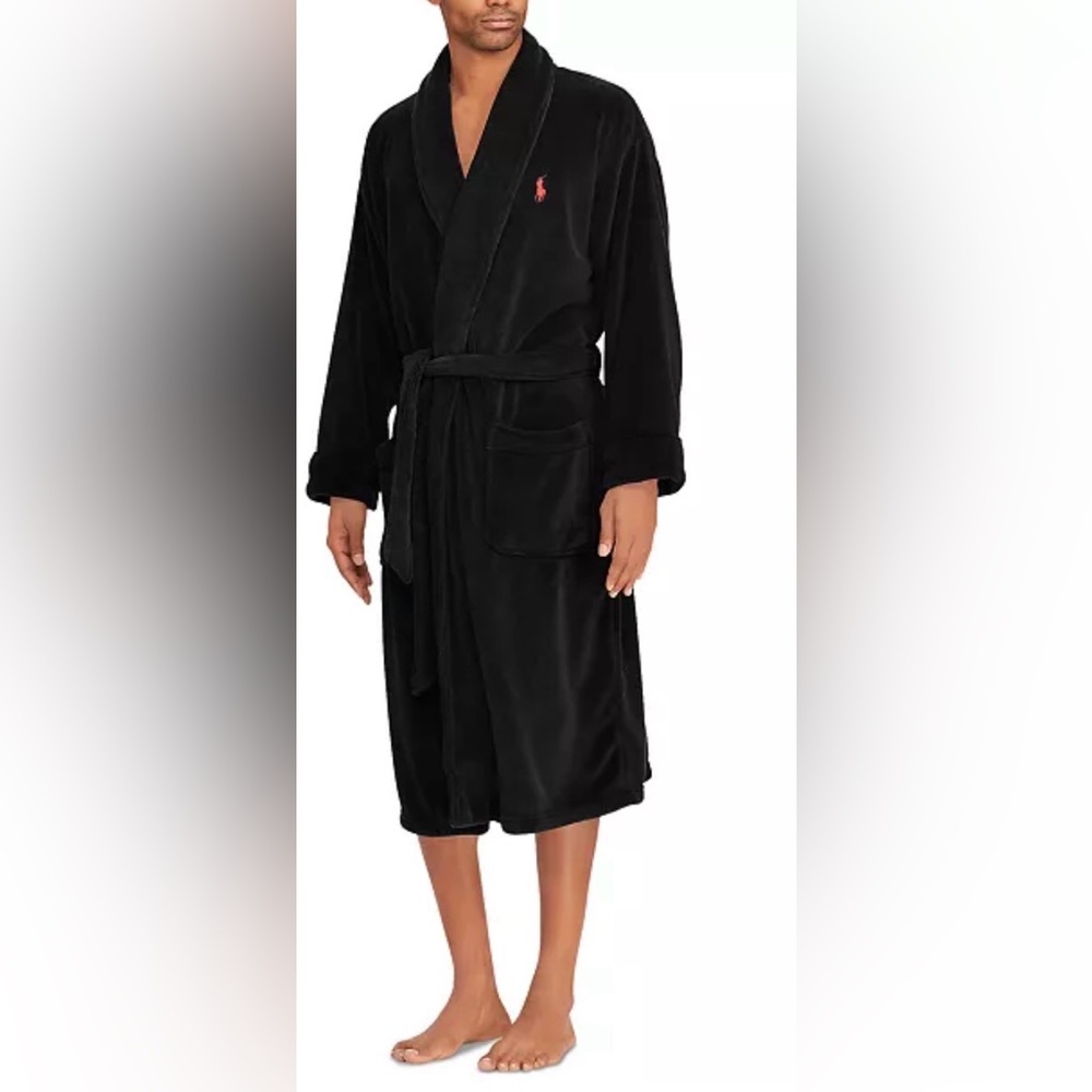 Ralph Lauren Black Plush Bathrobe